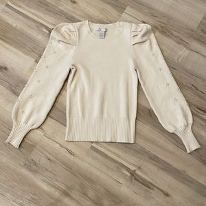 Design History Ivory Pearl Sleeve Sweater